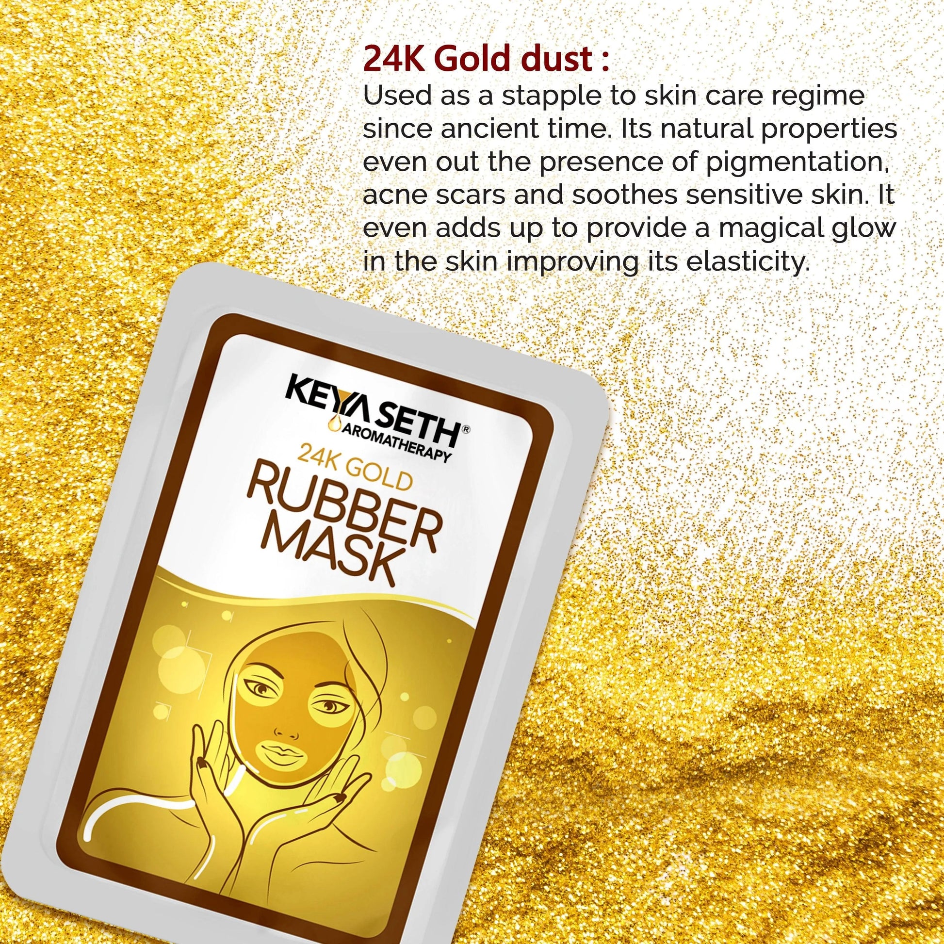 24K Gold Rubber Facial Mask for Brightening & Whitening Enriched with Aloe Vera & Chamomile Extract Pack of 3