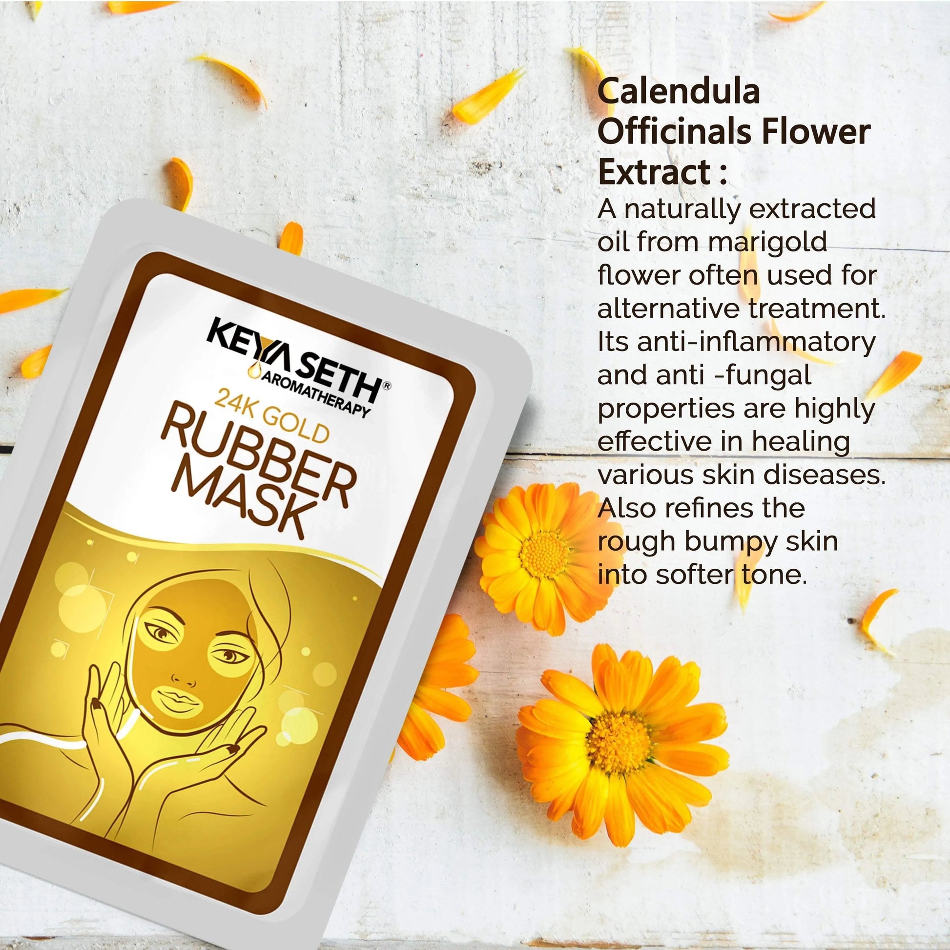 24K Gold Rubber Facial Mask for Brightening & Whitening Enriched with Aloe Vera & Chamomile Extract Pack of 3