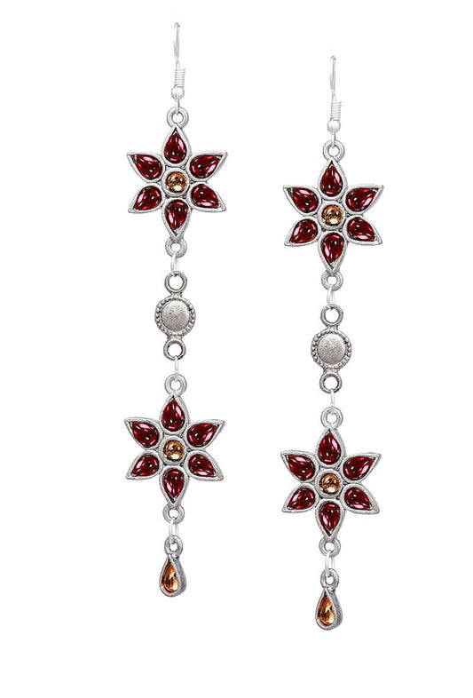 Fuchsia German Silver Afghan Earrings