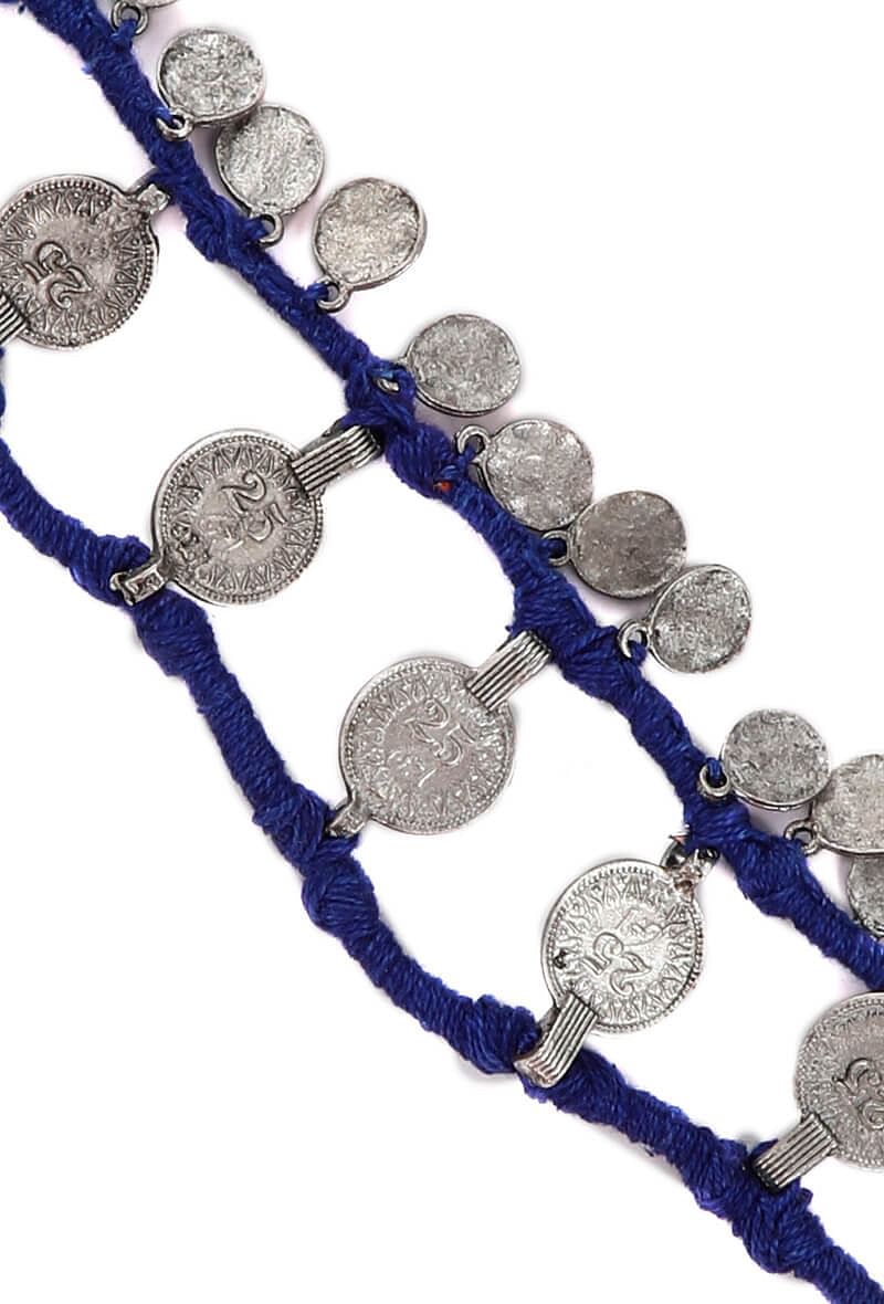 Navy Blue Threaded German Silver Bracelet