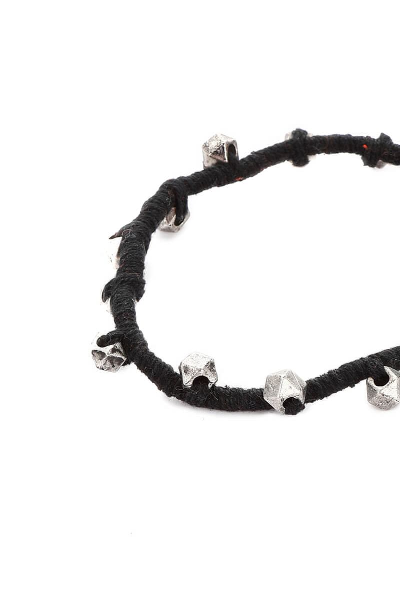 Black Embellishments German Silver Thread Bracelet