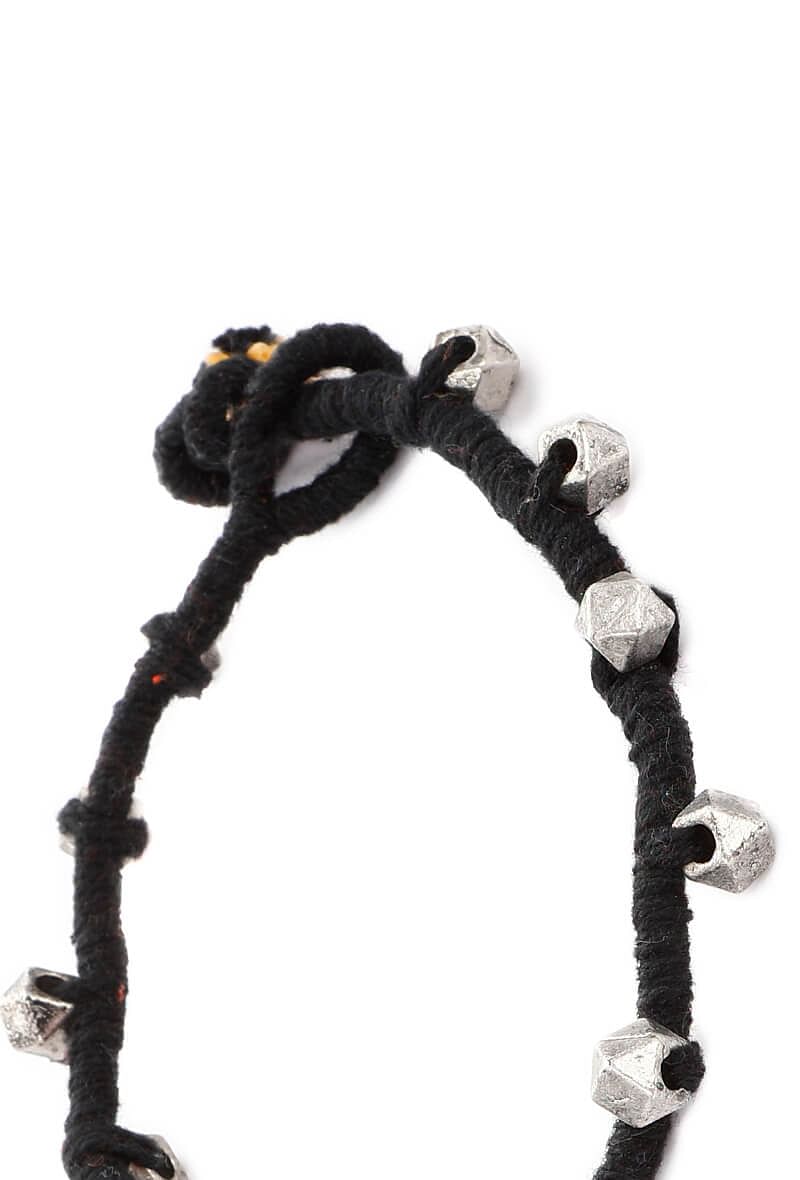Black Embellishments German Silver Thread Bracelet