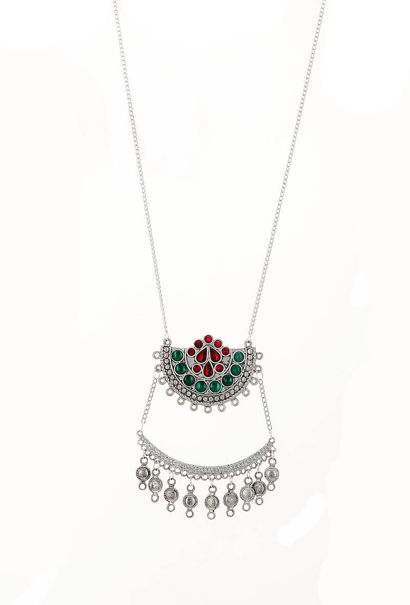 Multi Color Afghan German Silver Necklace