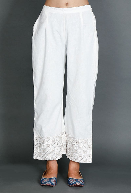 Palazzos With Beige Kantha Embroidery サイズ XS