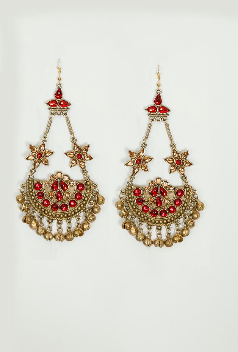 Red Stone Afghan Earrings