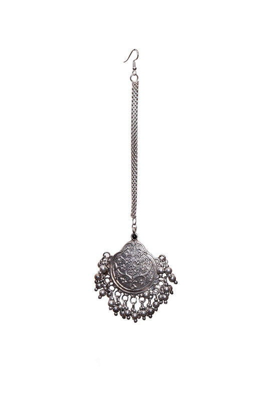 Tribal Silver Plated Brass Maang Tika