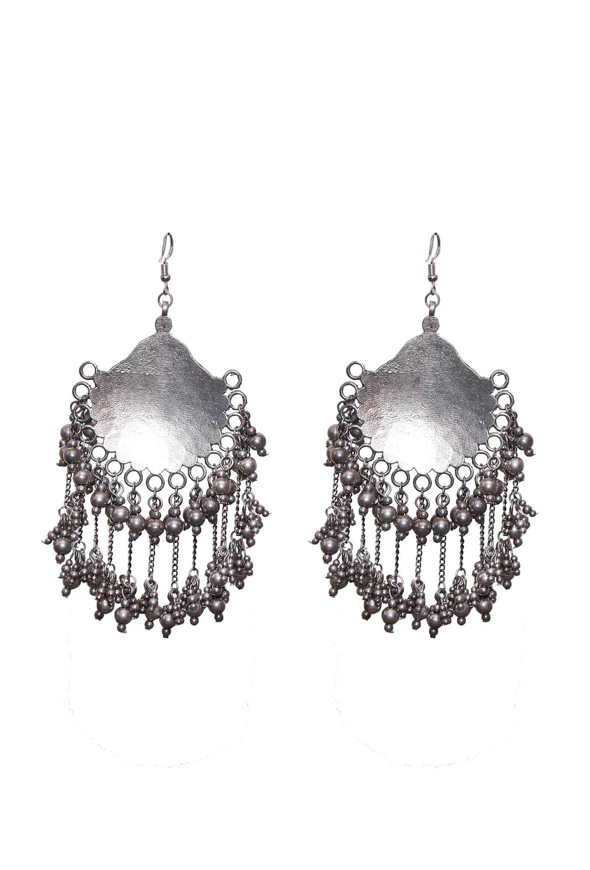 Circular Tribal Silver Plated Brass Earrings