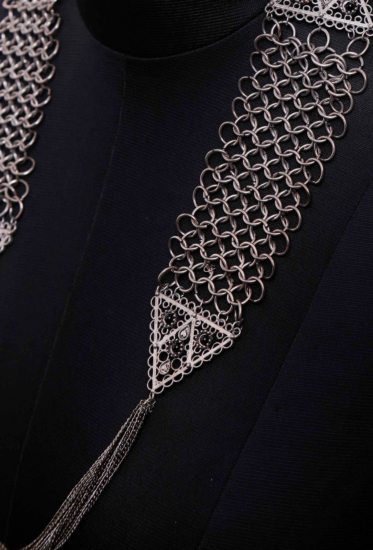 Chain Link Silver Plated Brass Tribal Necklace