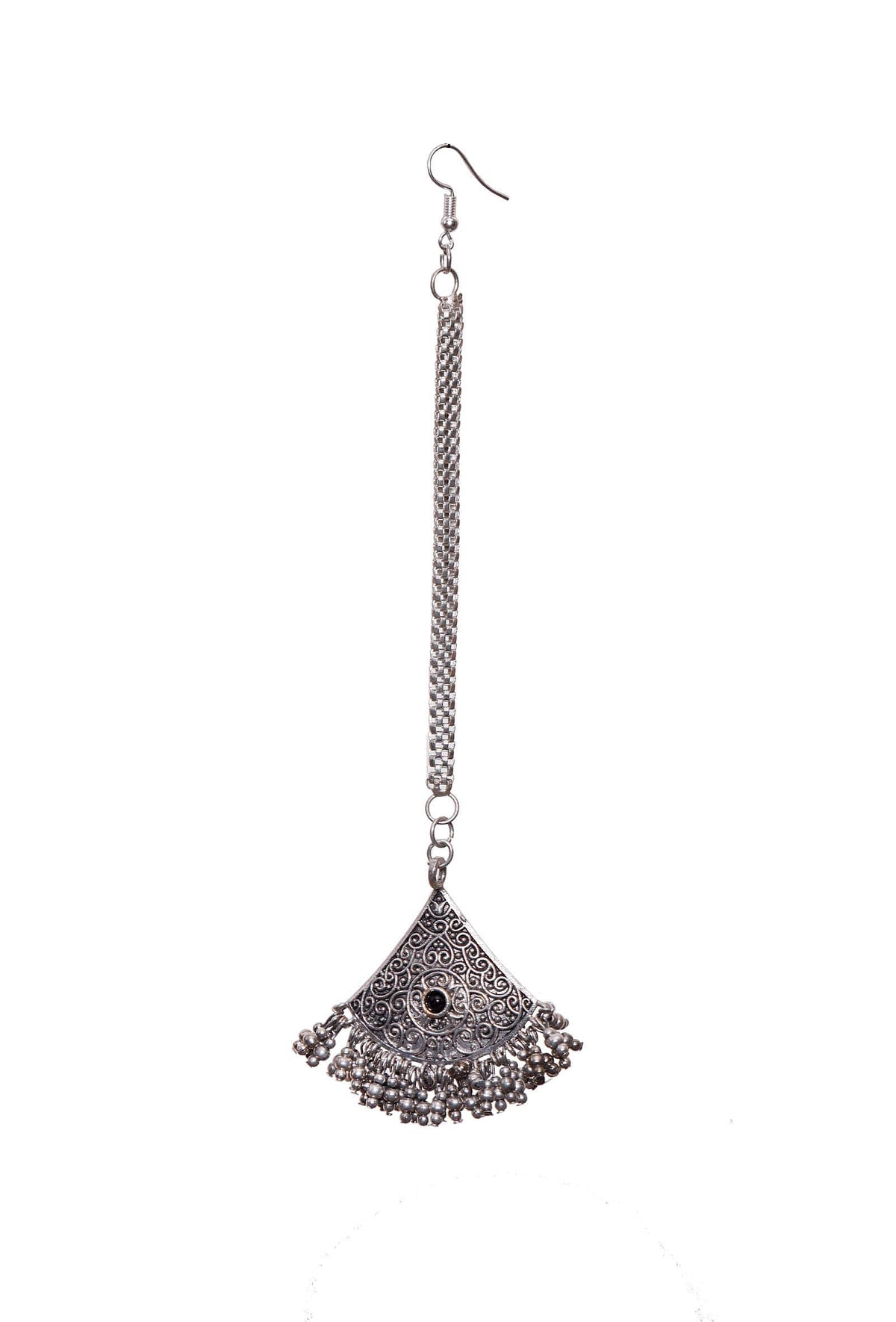 Silver Plated Brass Triangular Tribal Maang Tika