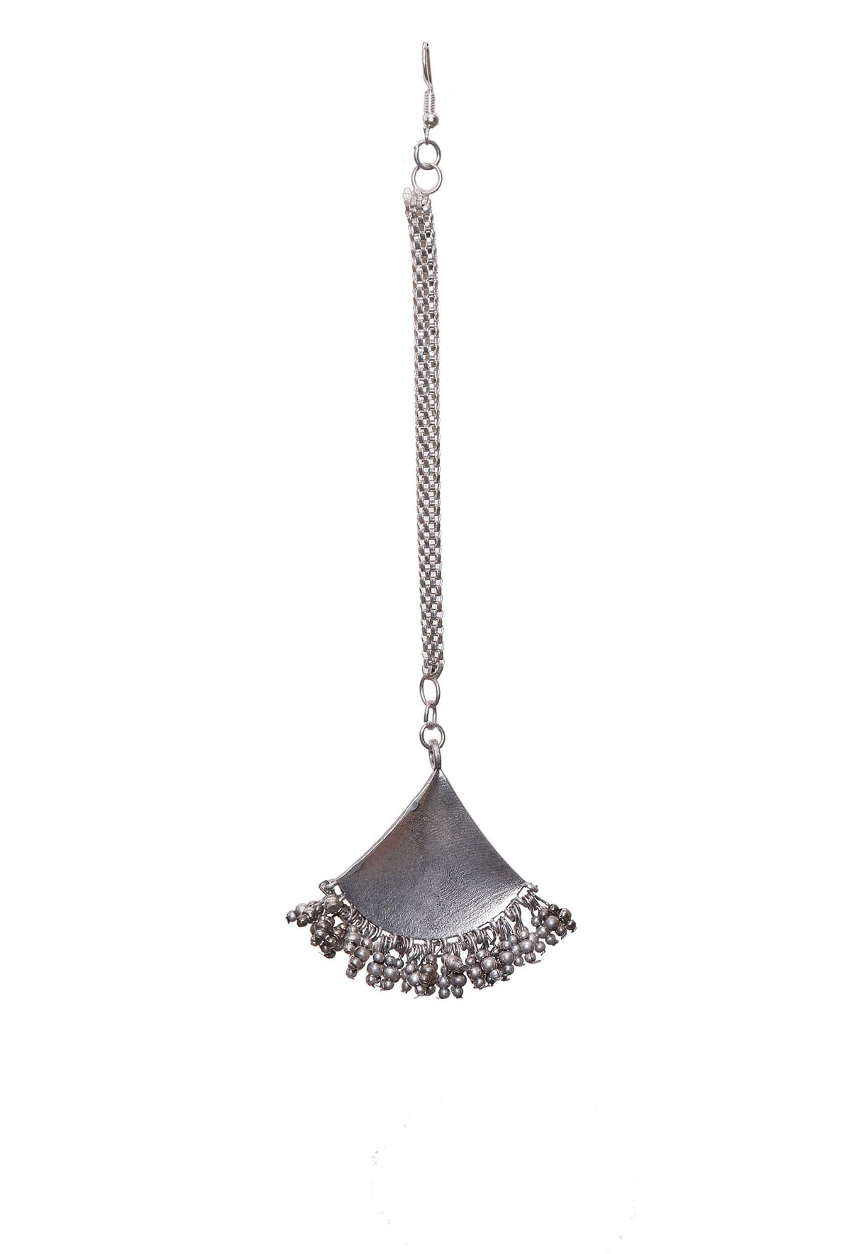 Silver Plated Brass Triangular Tribal Maang Tika