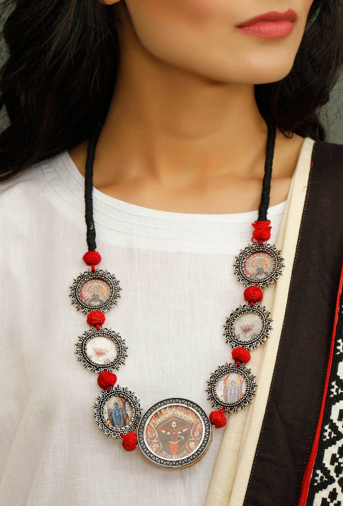 Seven Brass Pendant Goddess Kali Necklace