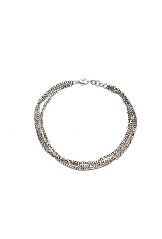 Set of 2: Multi-String Silver Plated Brass Anklet