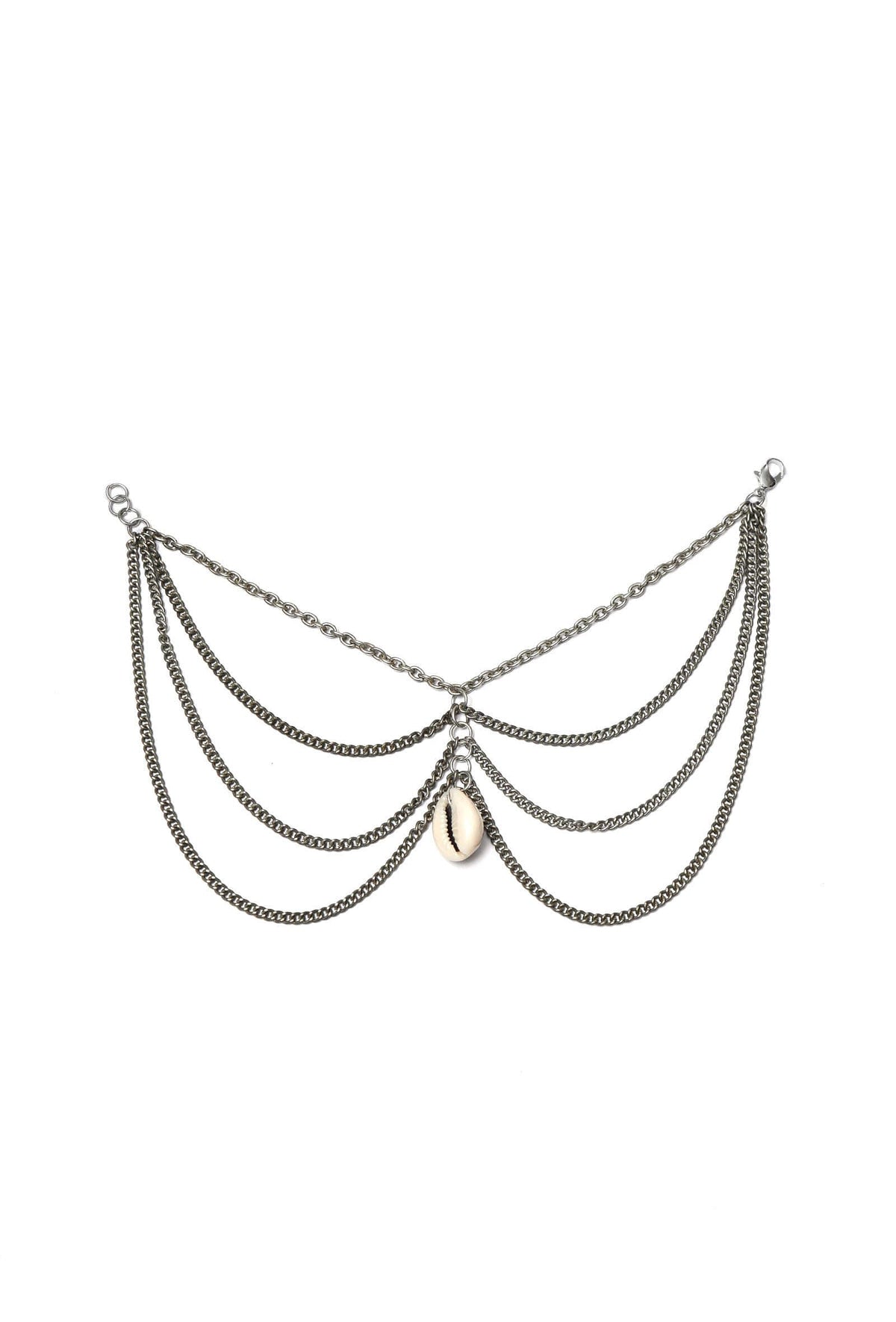 Set of 2: Silver-Plated Multi-String Cowrie Shell Anklet