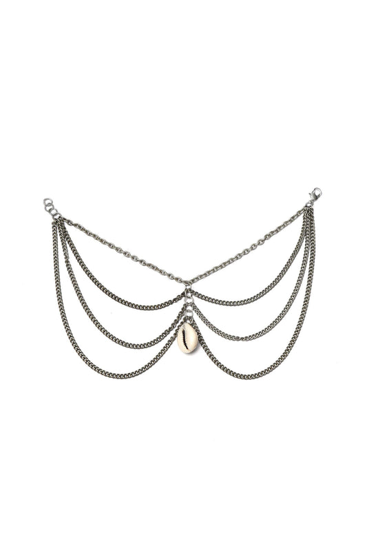 Set of 2: Silver-Plated Multi-String Cowrie Shell Anklet