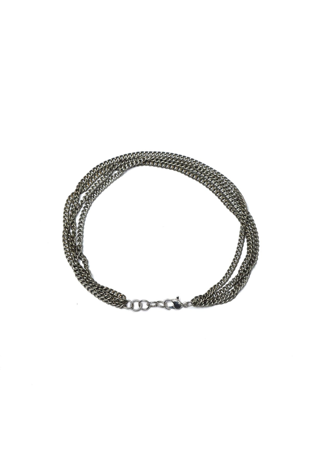 Thick Silver-Plated Brass Gothy Anklet with Antique Finish