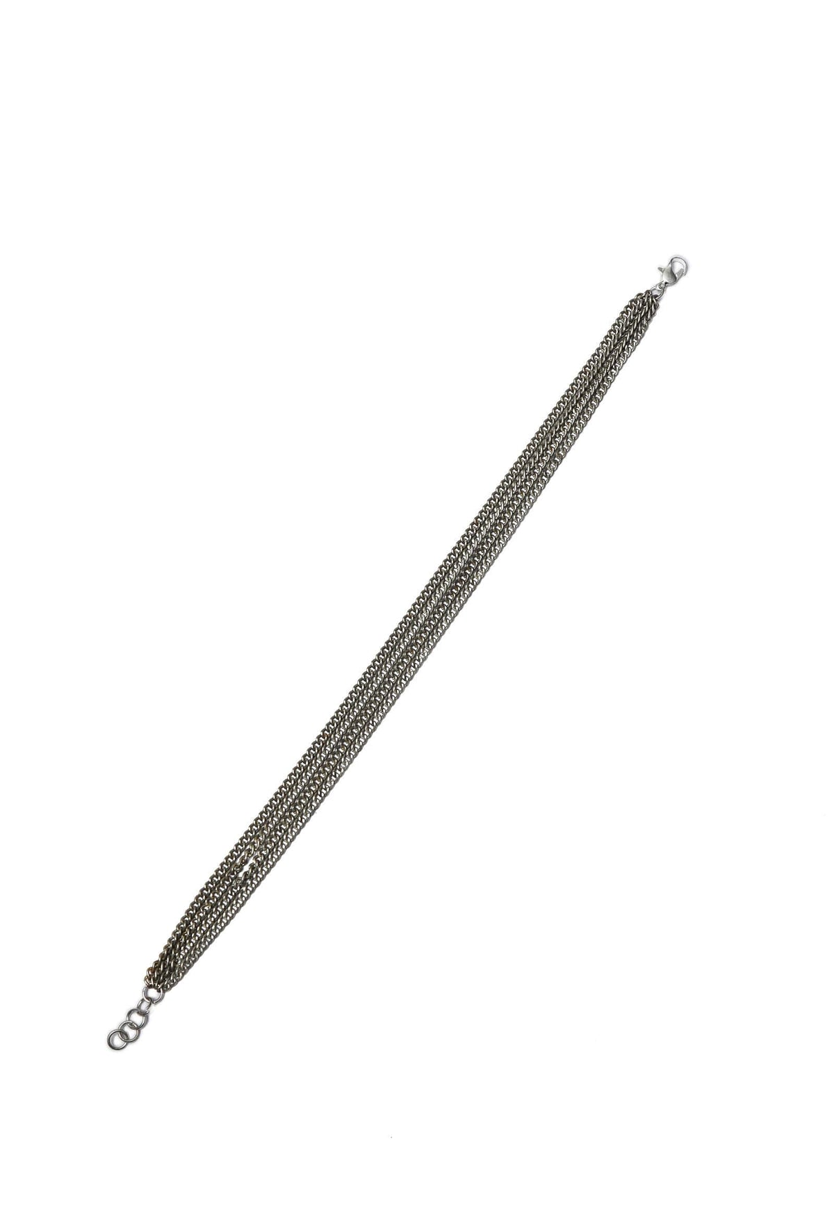 Thick Silver-Plated Brass Gothy Anklet with Antique Finish