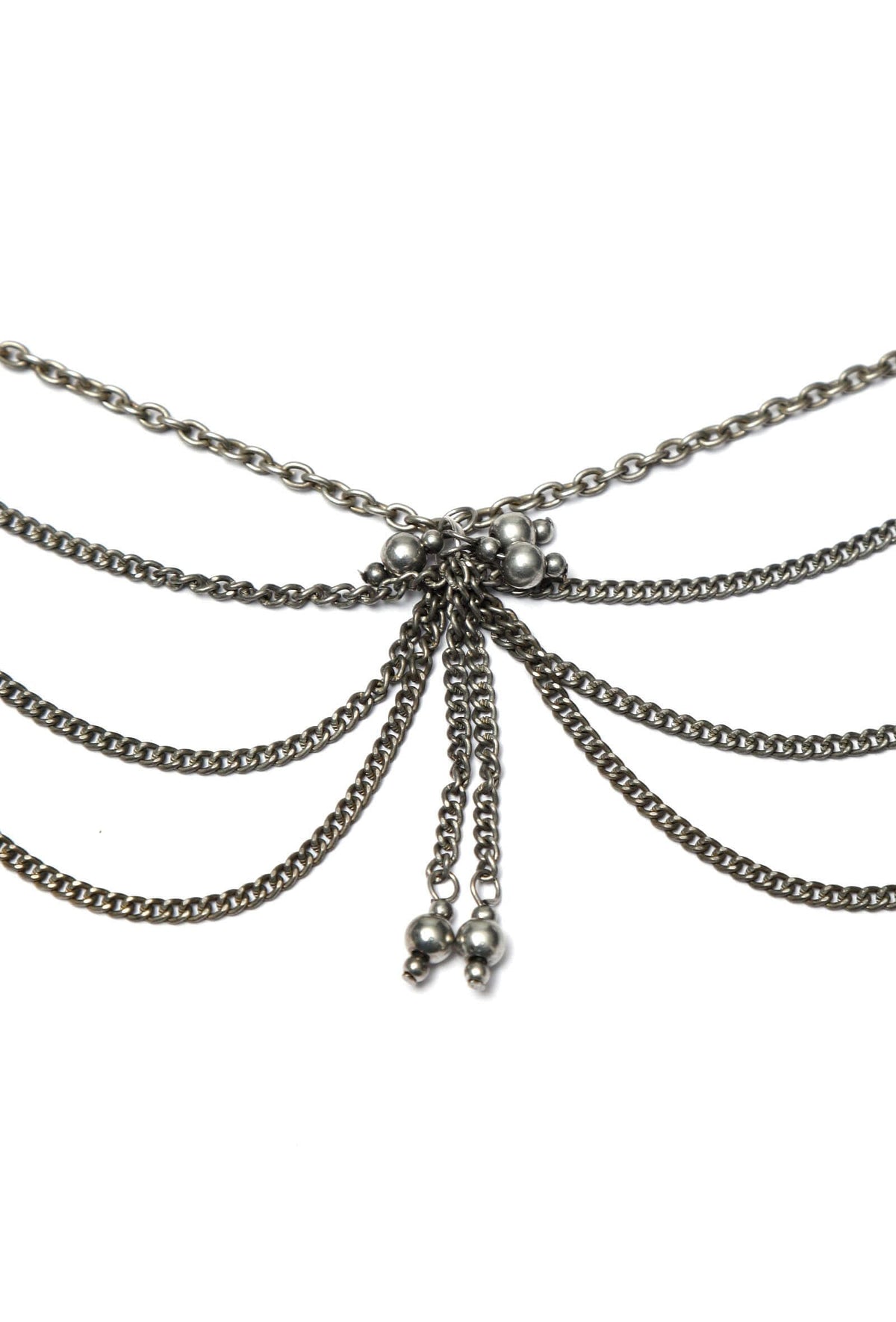 Set of 2: Silver-Plated Brass Statement Anklet With Antique Finish
