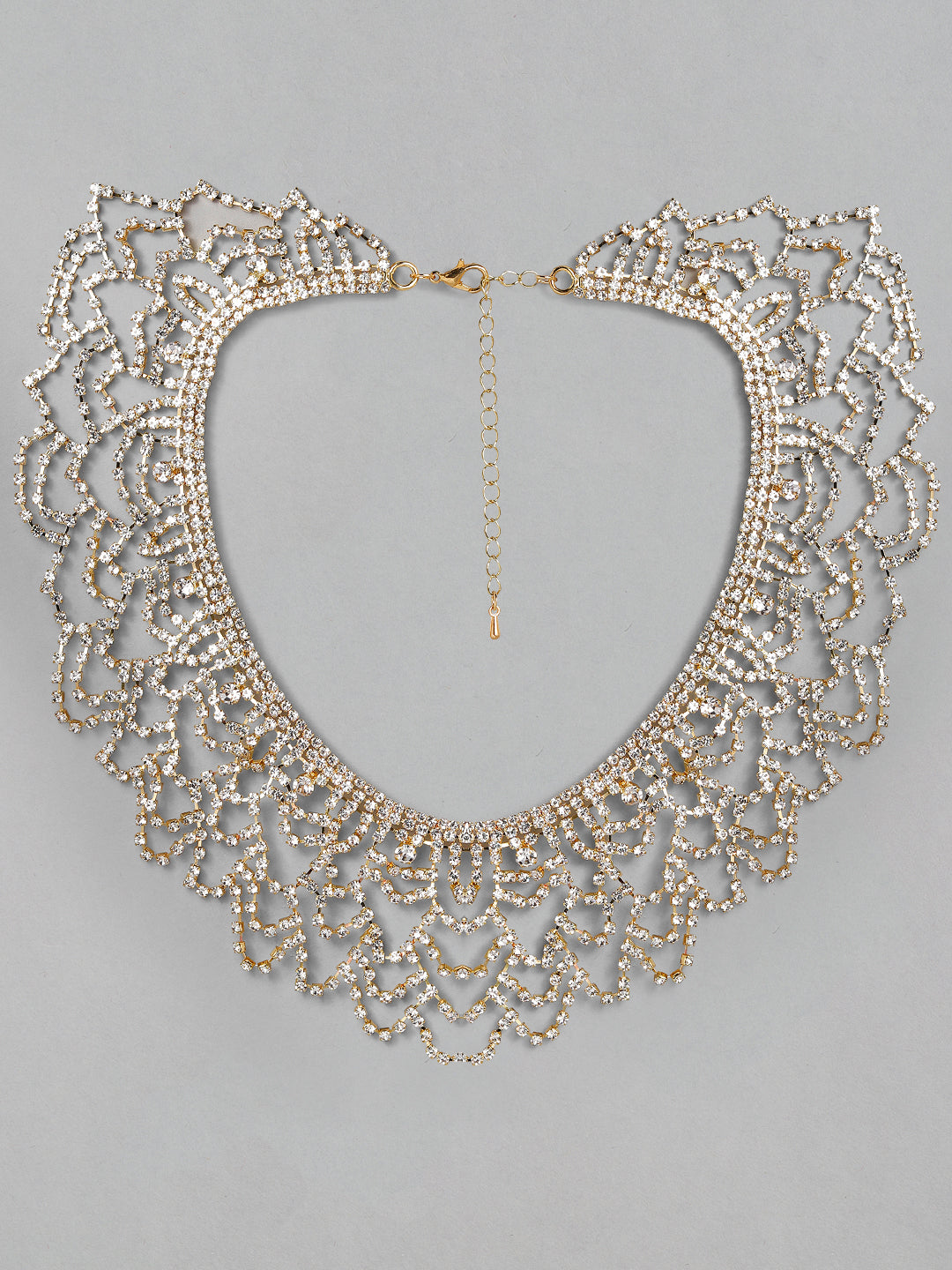 【Rubans】 Gold Toned Handcrafted Zircon Stone Necklace｜ゴールドトーン ハンドクラフト ジルコンストーン ネックレス