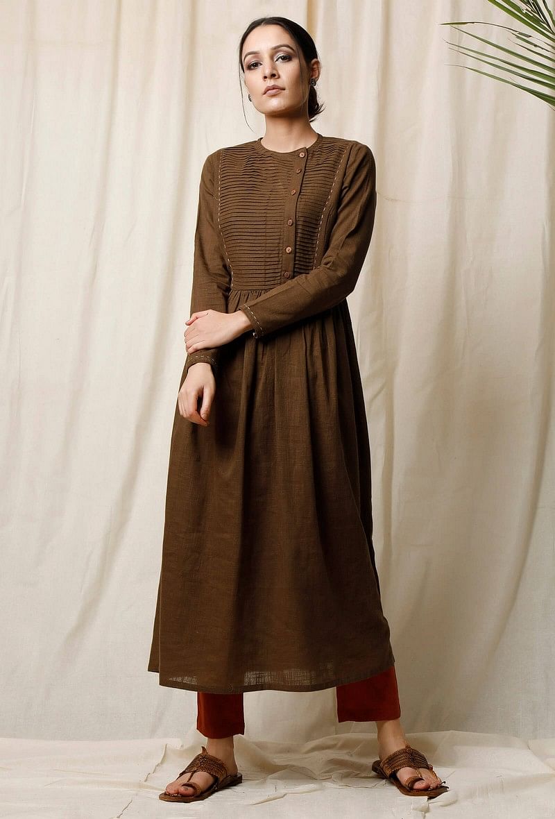 Mehendi Cotton Slub Kurta サイズ L