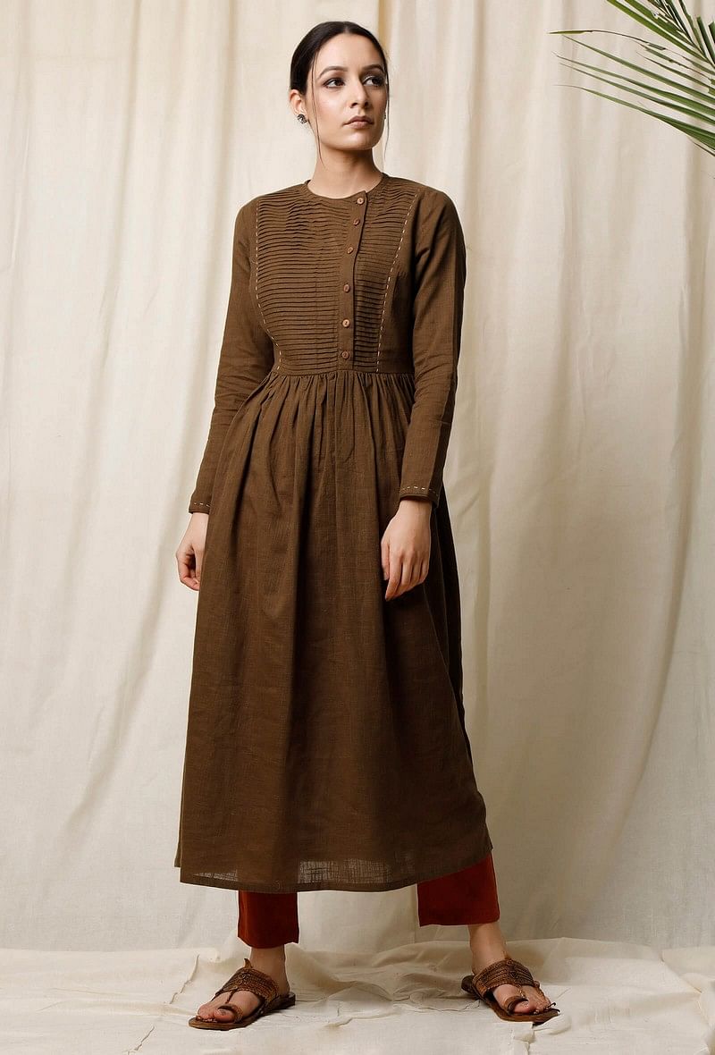 Mehendi Cotton Slub Kurta サイズ L