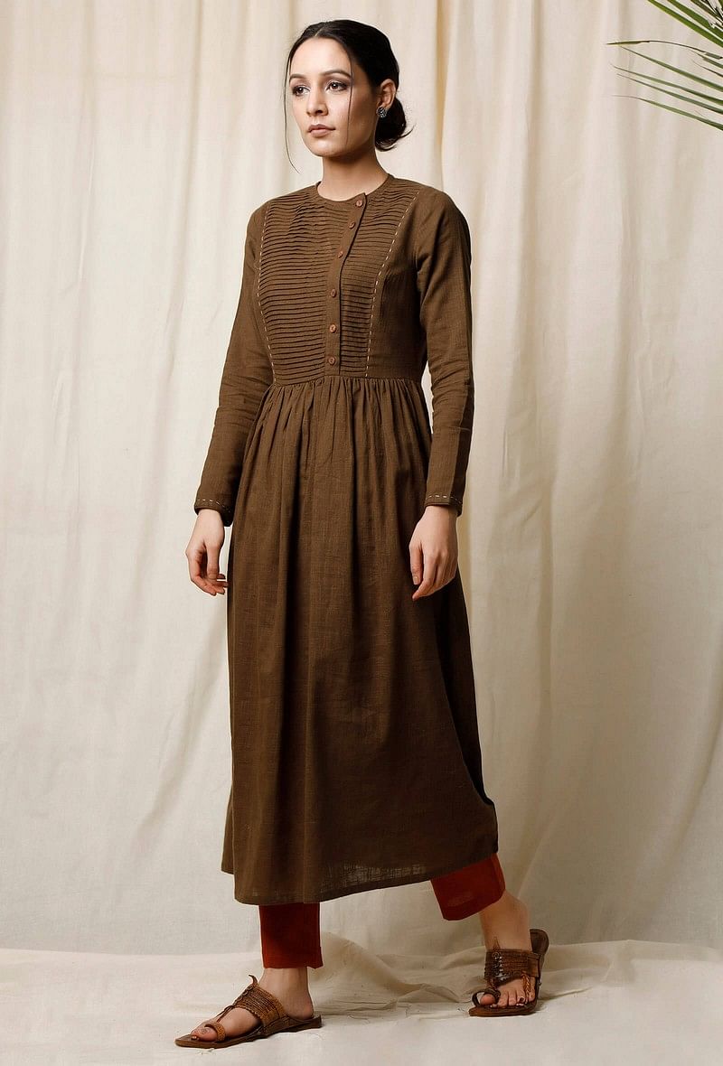 Mehendi Cotton Slub Kurta サイズ L