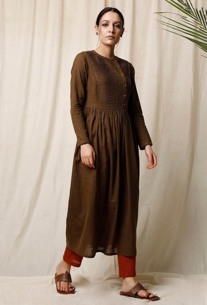 Mehendi Cotton Slub Kurta サイズ M