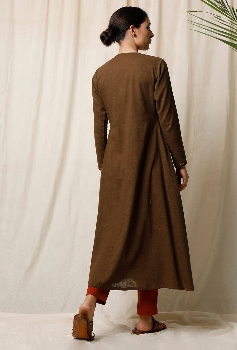 Mehendi Cotton Slub Kurta サイズ L
