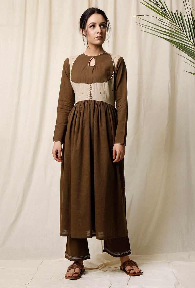 Mehendi Suti Slub Gathered Kurta サイズ M