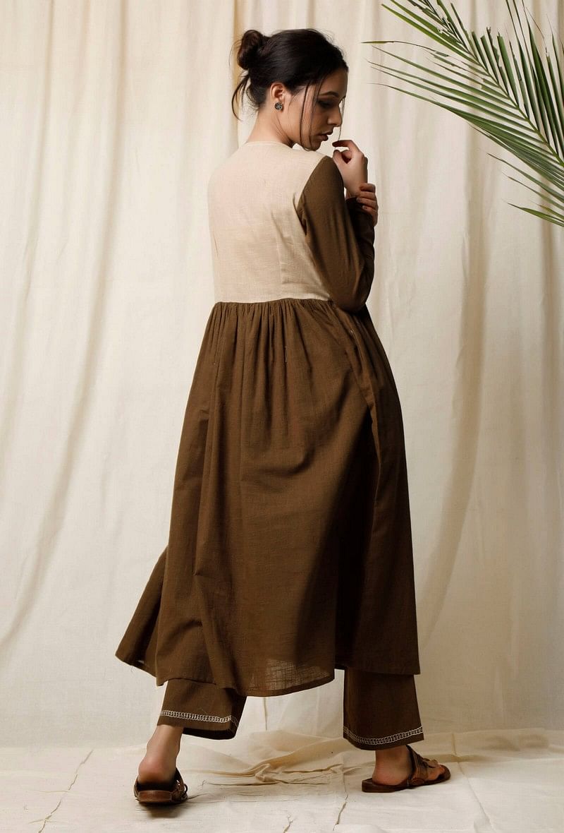 Mehendi Suti Slub Gathered Kurta サイズ XS