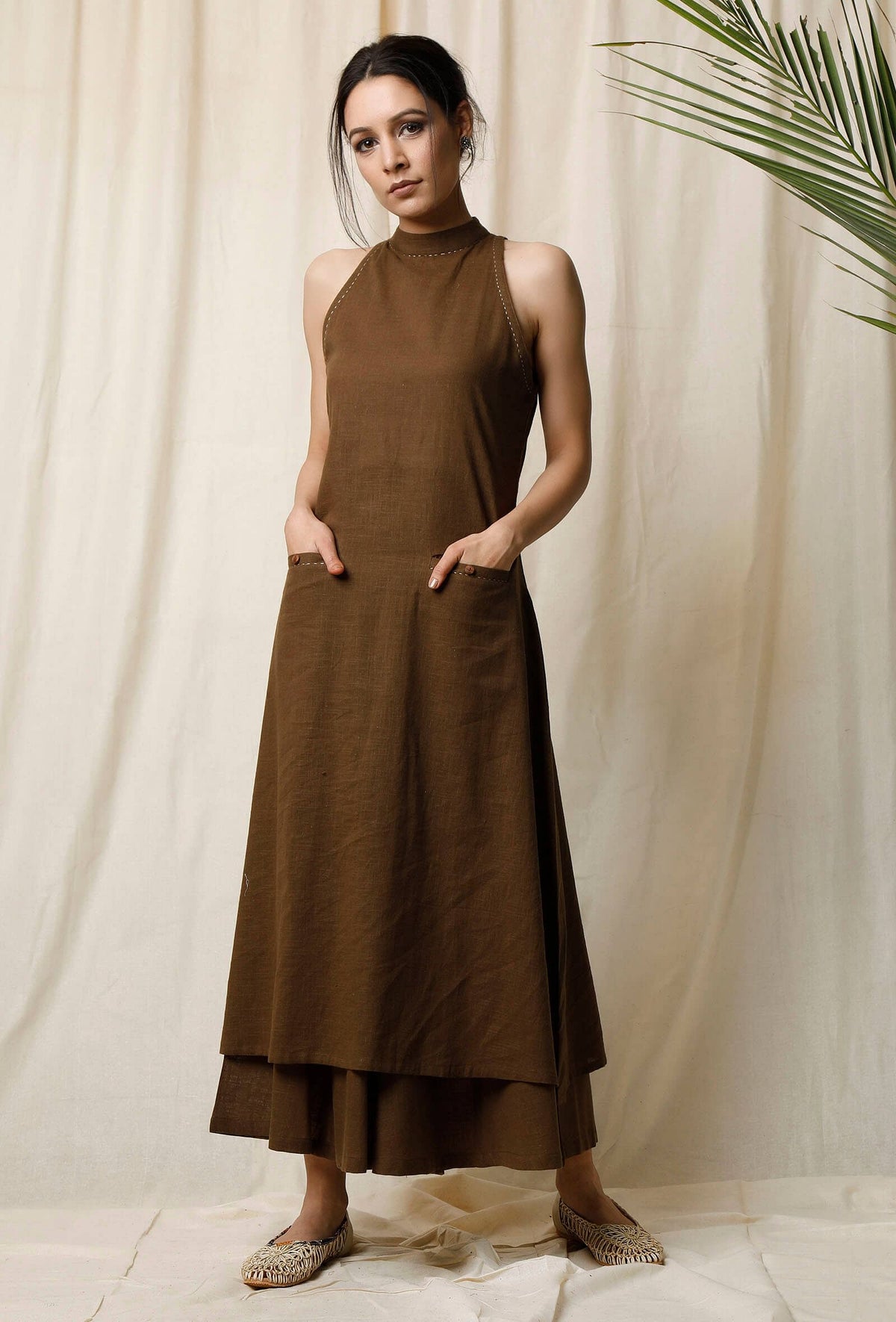 Mehendi Halter Neck Cotton Slub Kurta サイズ XS