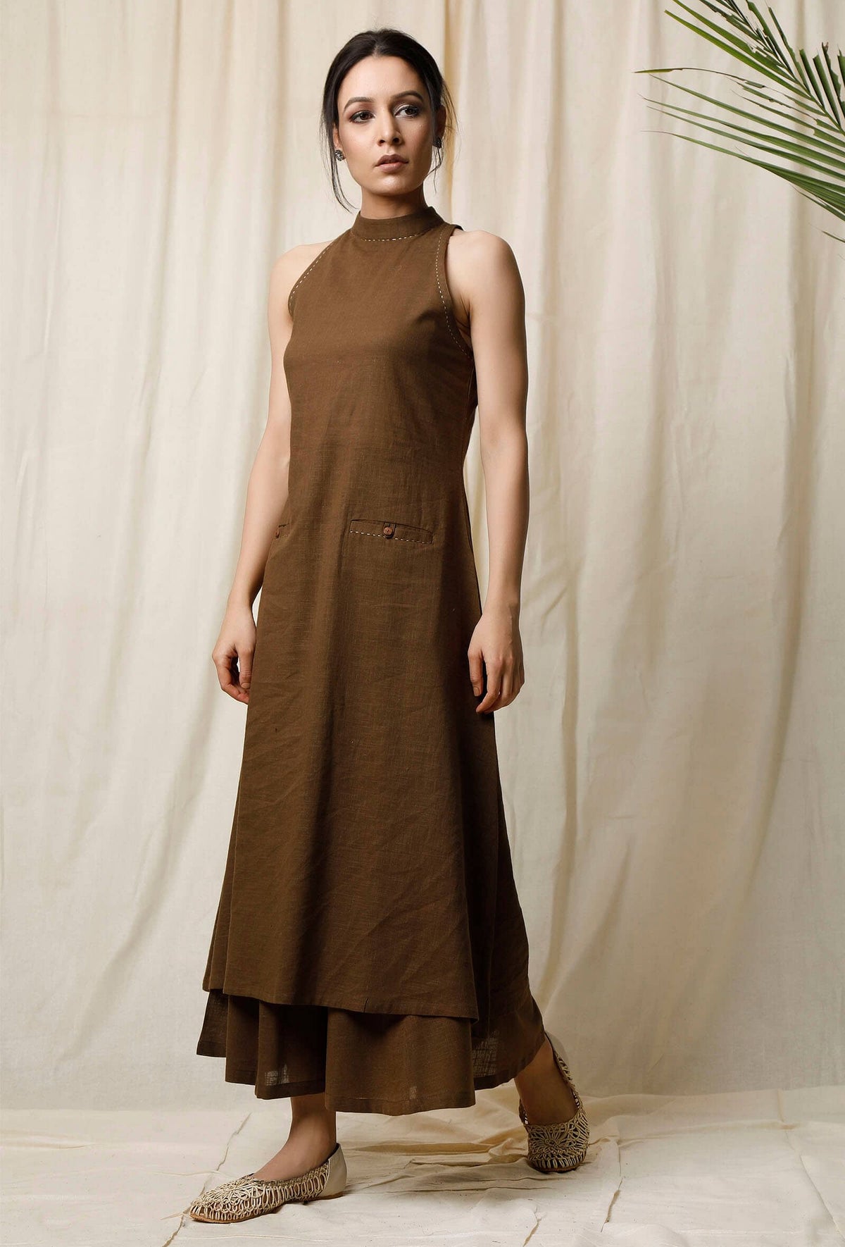 Mehendi Halter Neck Cotton Slub Kurta サイズ XS
