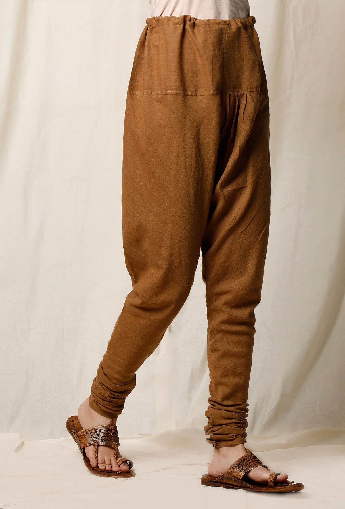 Khaki Cotton Slub Churidaar サイズ XS