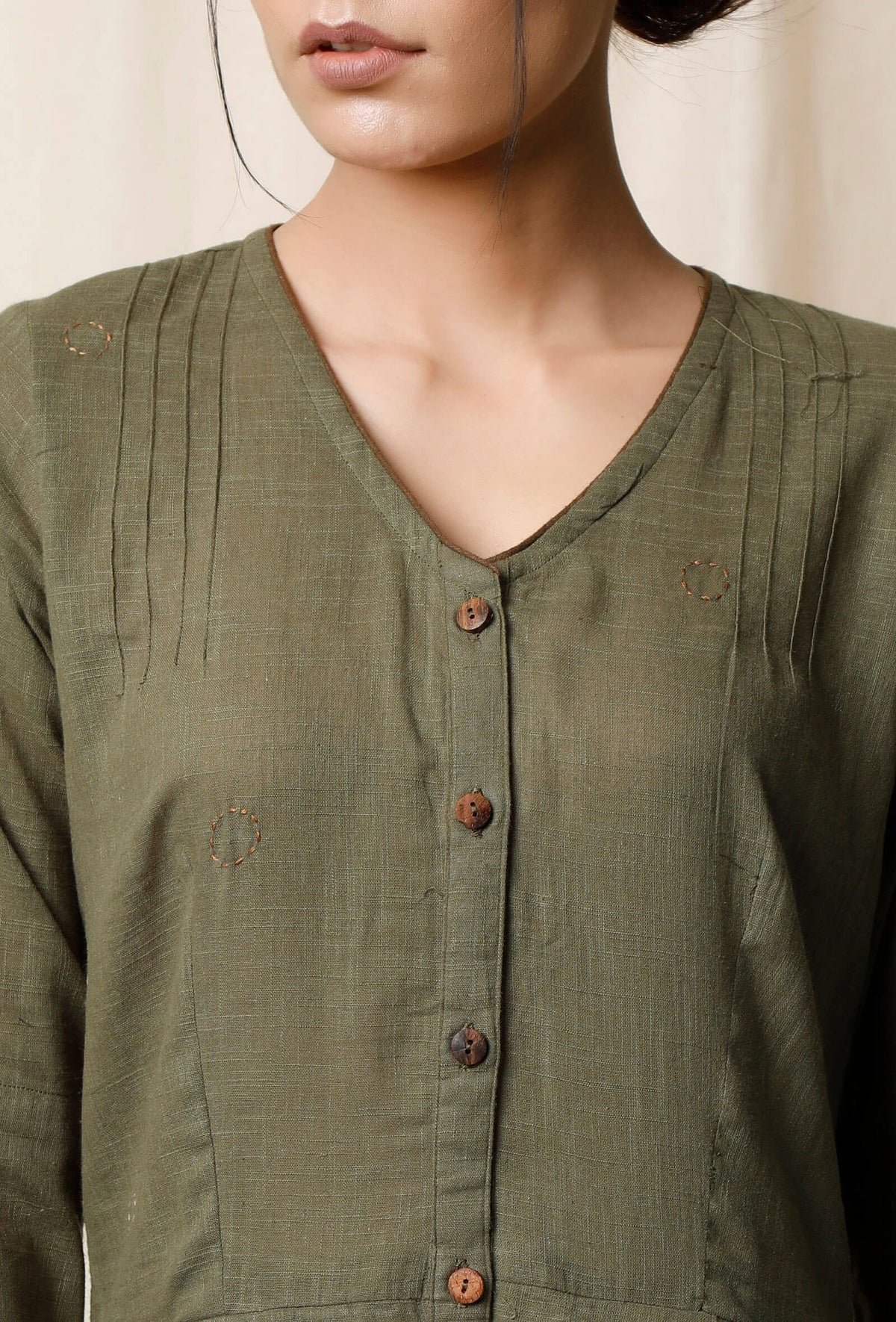 Mehendi Pleated Cotton Slub Dress サイズ XXXL
