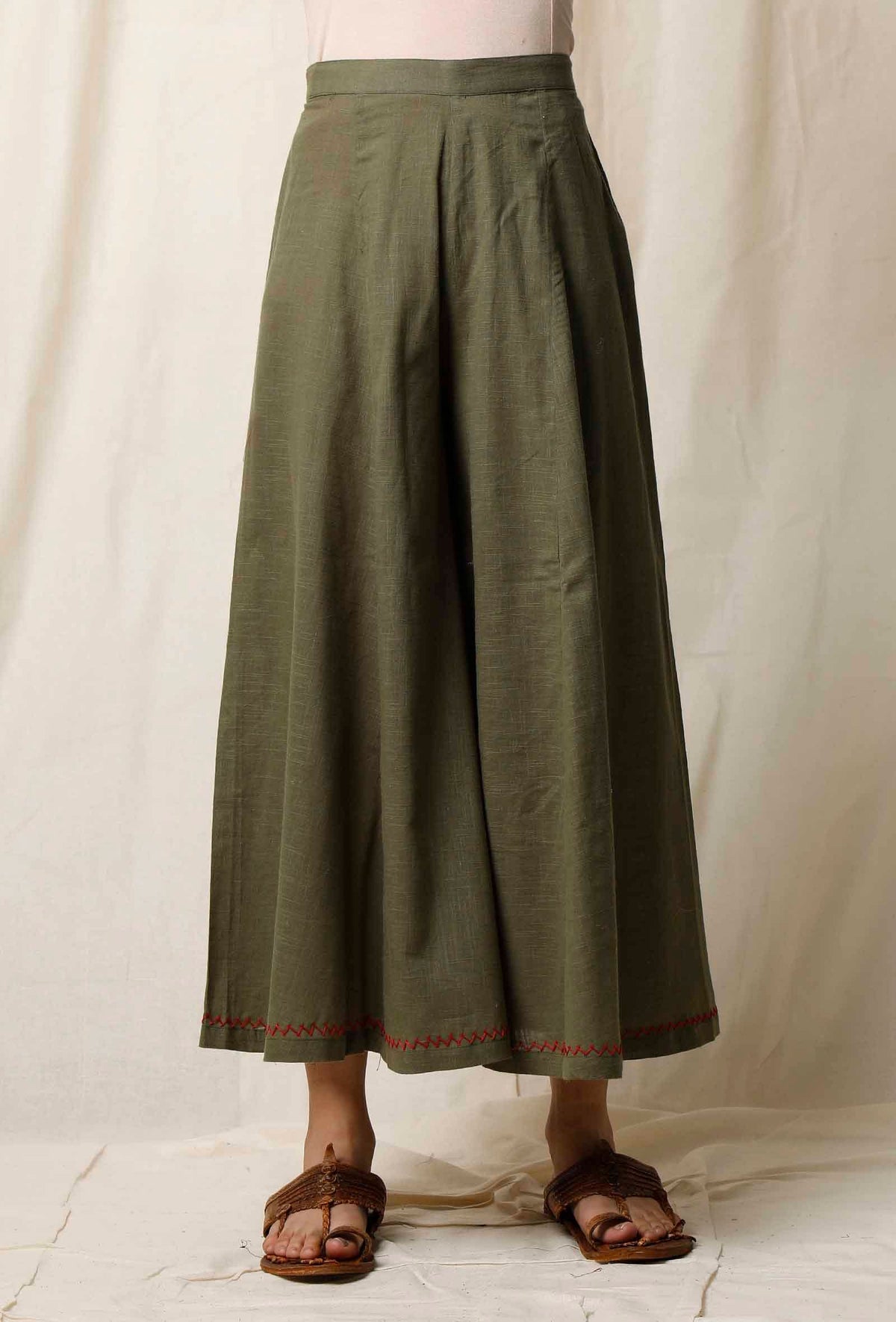 Peepal Green Cotton Slub Culottes サイズ S