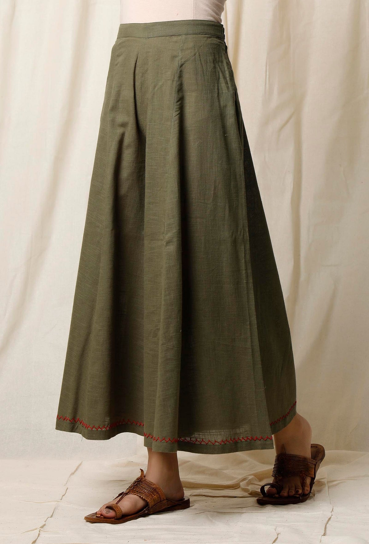 Peepal Green Cotton Slub Culottes サイズ S
