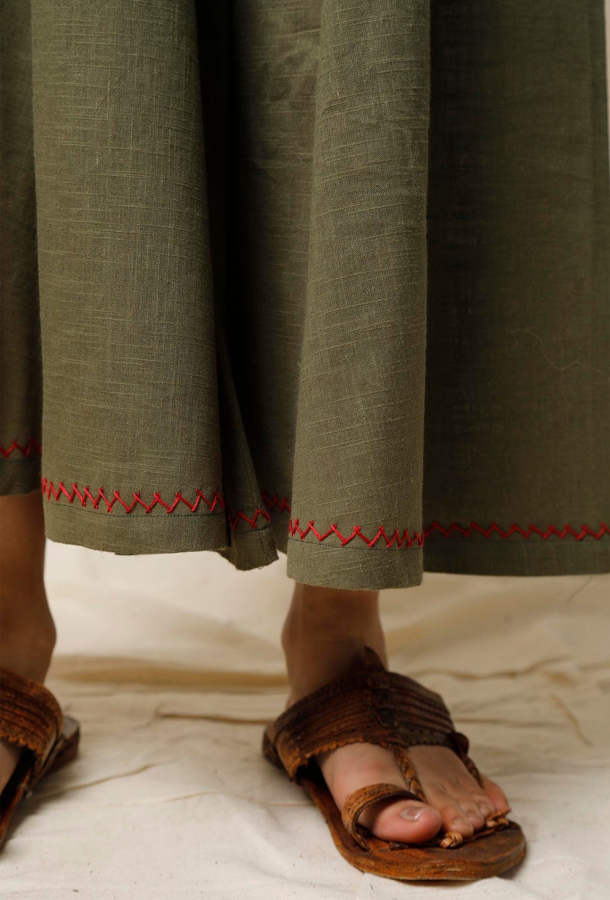 Peepal Green Cotton Slub Culottes サイズ XXXL