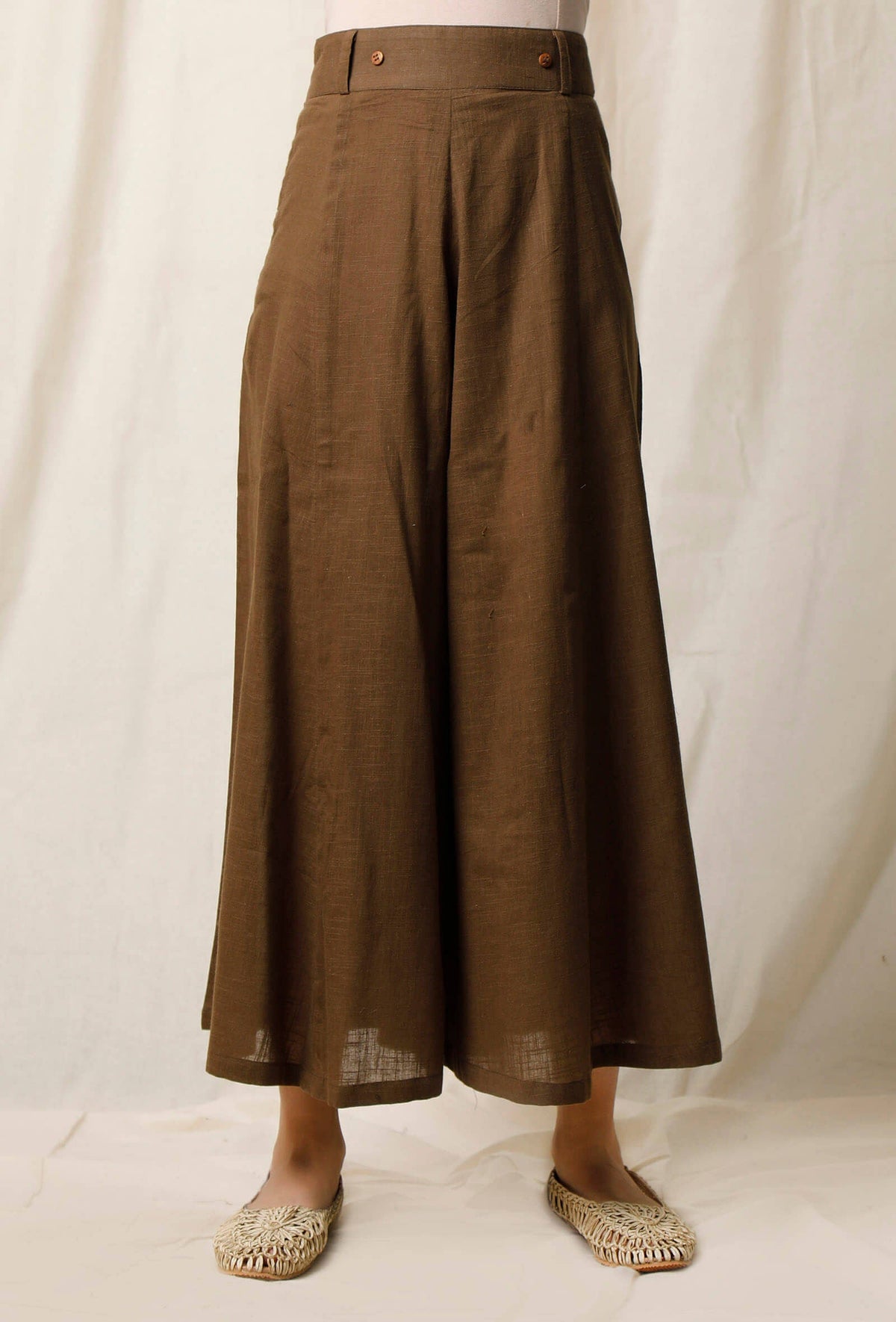 Mehendi Green Cotton Slub Culottes サイズ XS