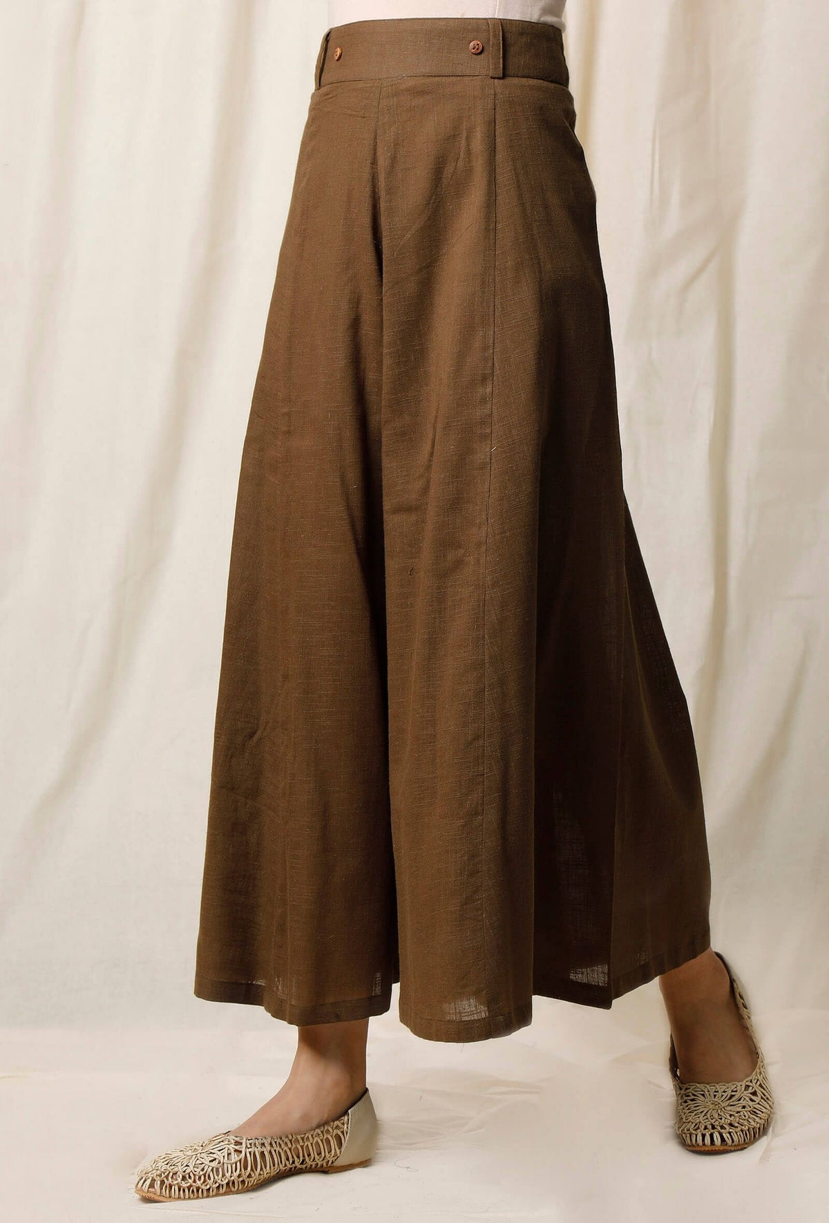 Mehendi Green Cotton Slub Culottes サイズ M