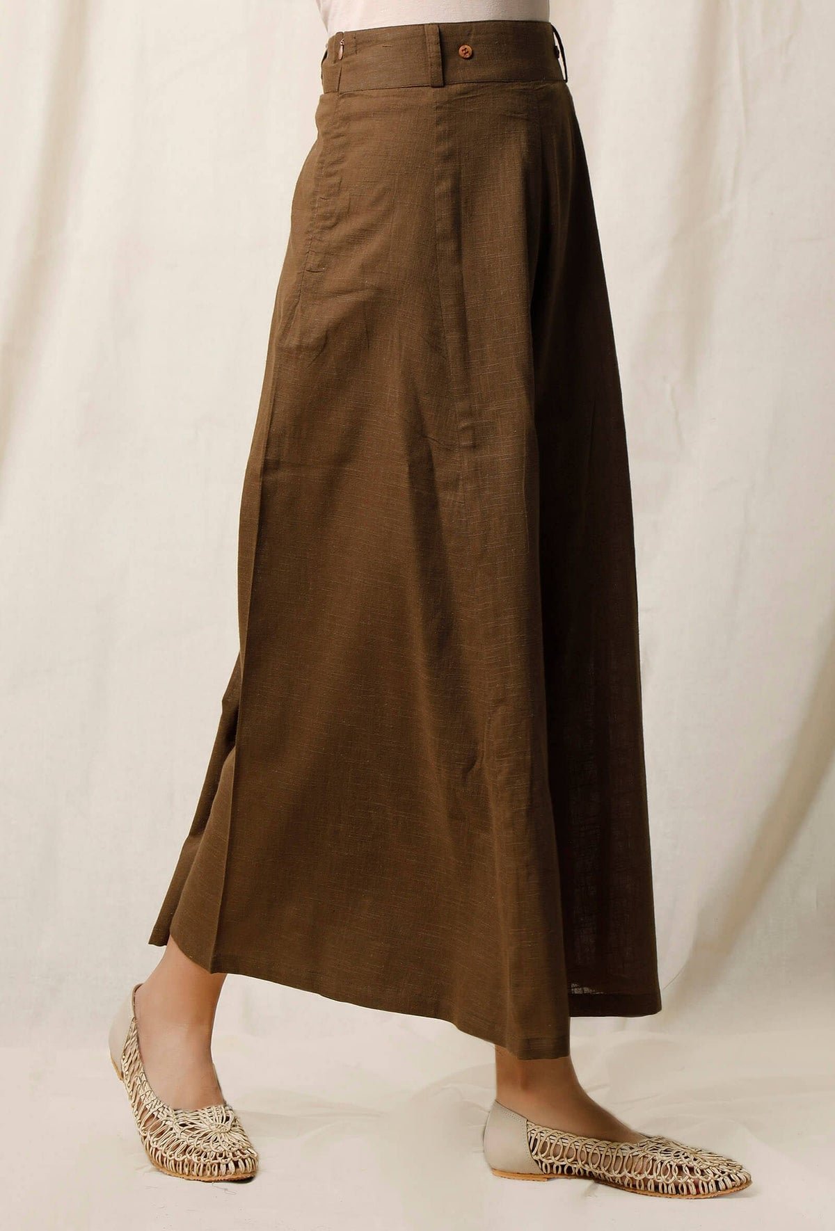 Mehendi Green Cotton Slub Culottes サイズ XXXL