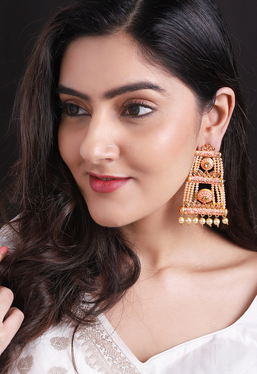Rubans 24K Gold Plated Handcrafted Pastel Color Drop Earrings Gold
