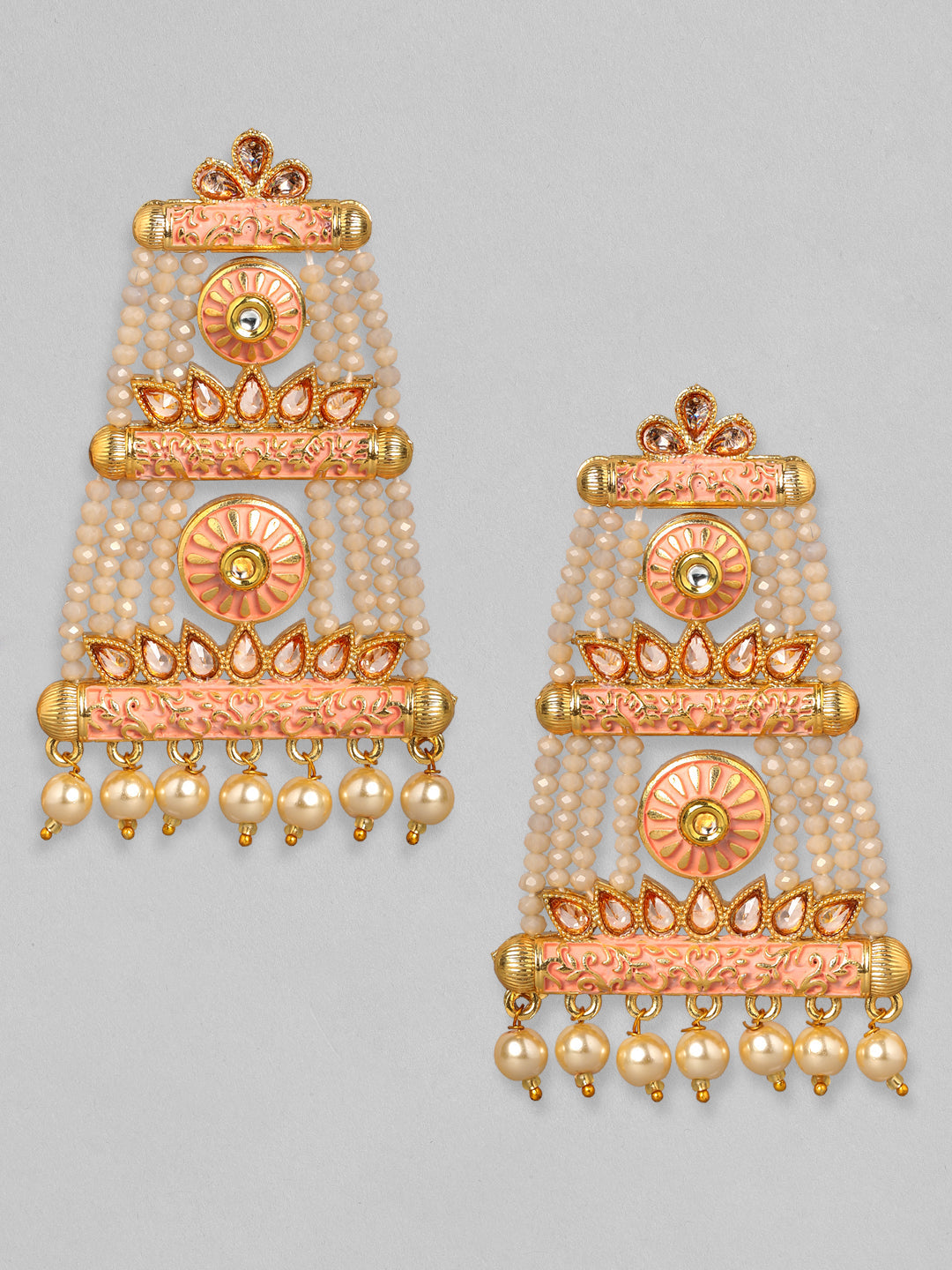 Rubans 24K Gold Plated Handcrafted Pastel Color Drop Earrings Gold