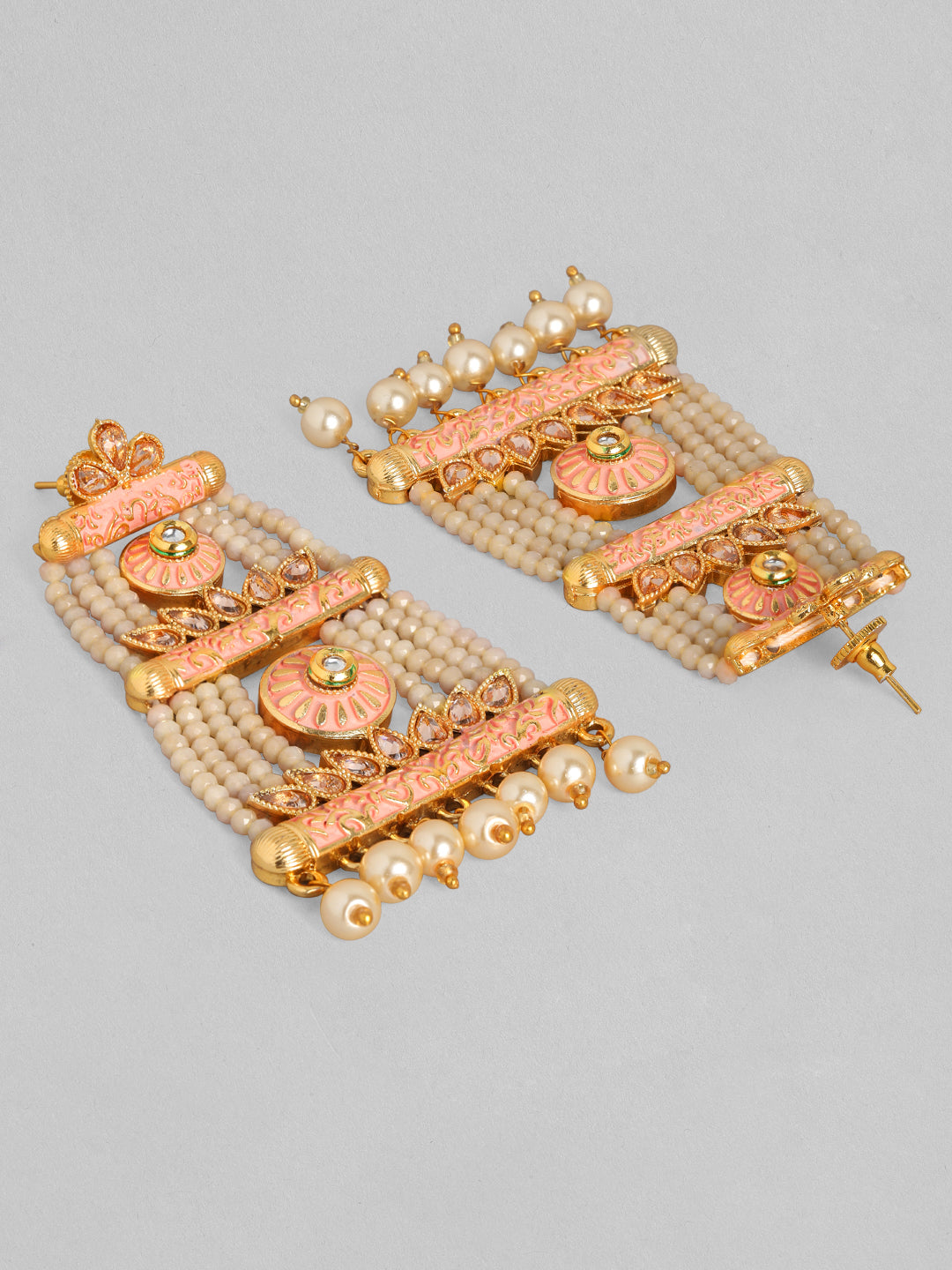 Rubans 24K Gold Plated Handcrafted Pastel Color Drop Earrings Gold