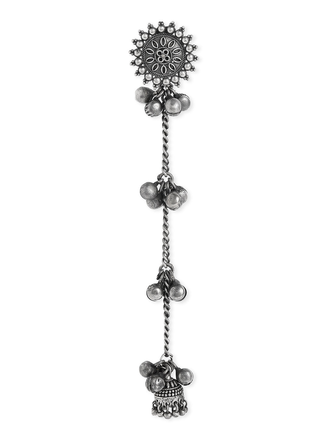 Rubans Oxidised Silver Plated Handcrafted Filigree Drop Earrings Silver