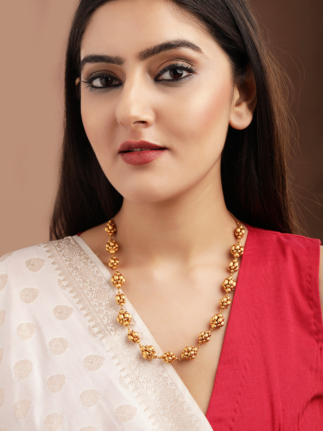 Rubans 24K Gold Plated Handcrafted Temple Necklace Gold