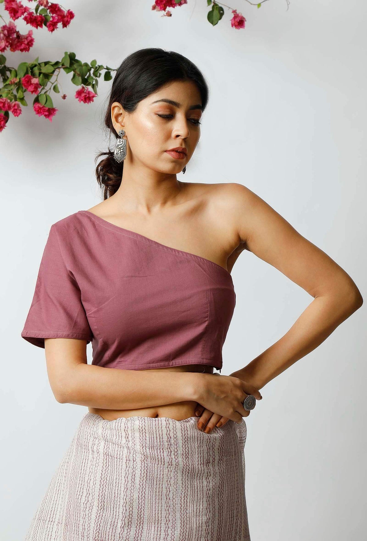 Mauve Cotton Readymade Blouse サイズ M