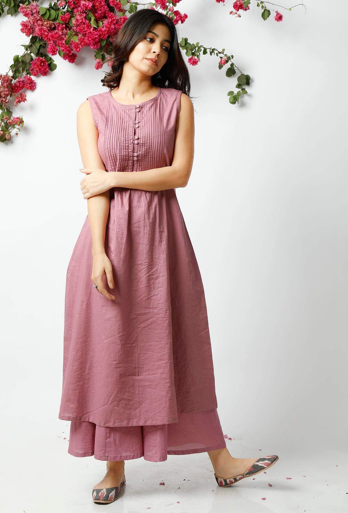 Violet Cotton Pintuck Kurta サイズ S