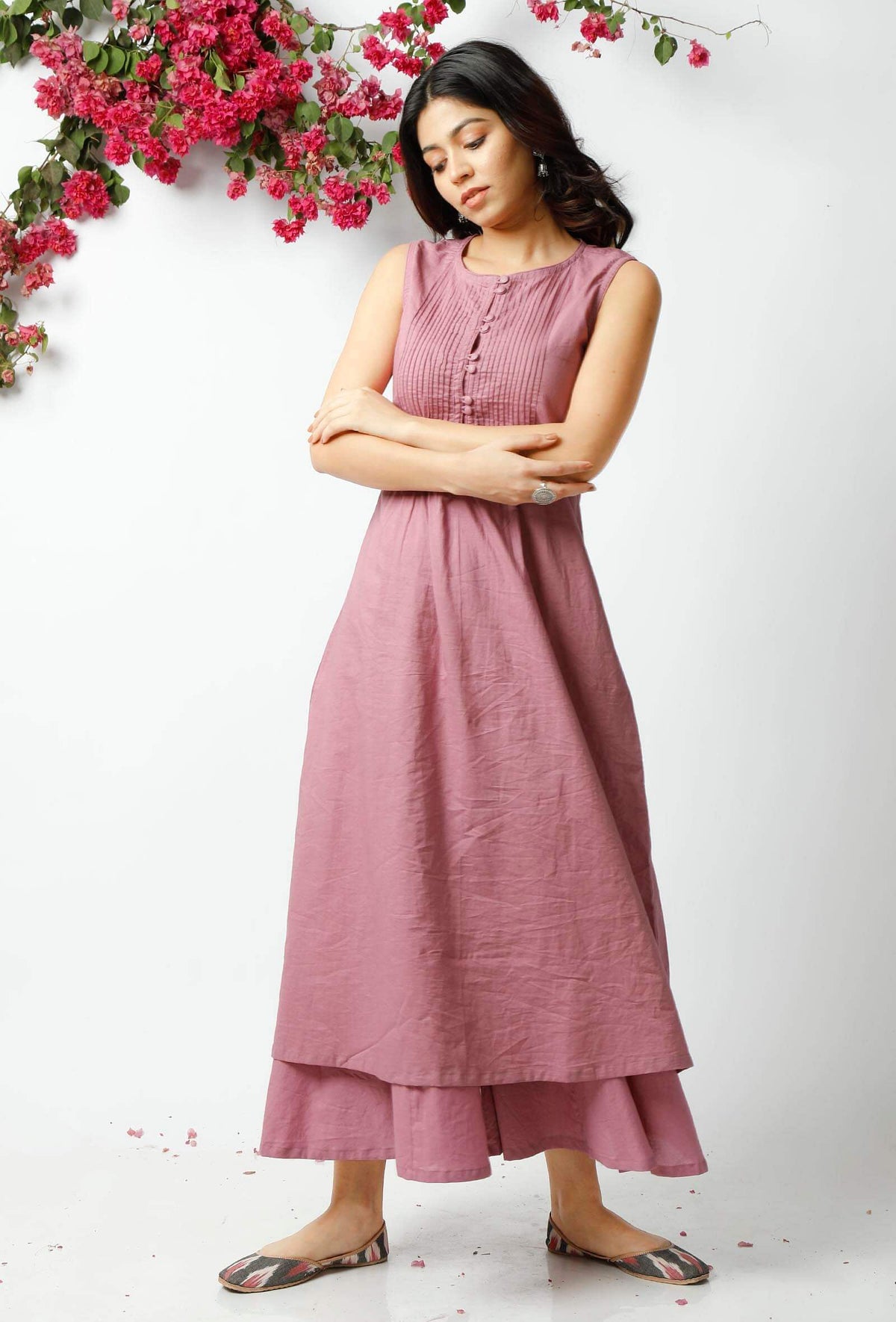 Violet Cotton Pintuck Kurta サイズ S