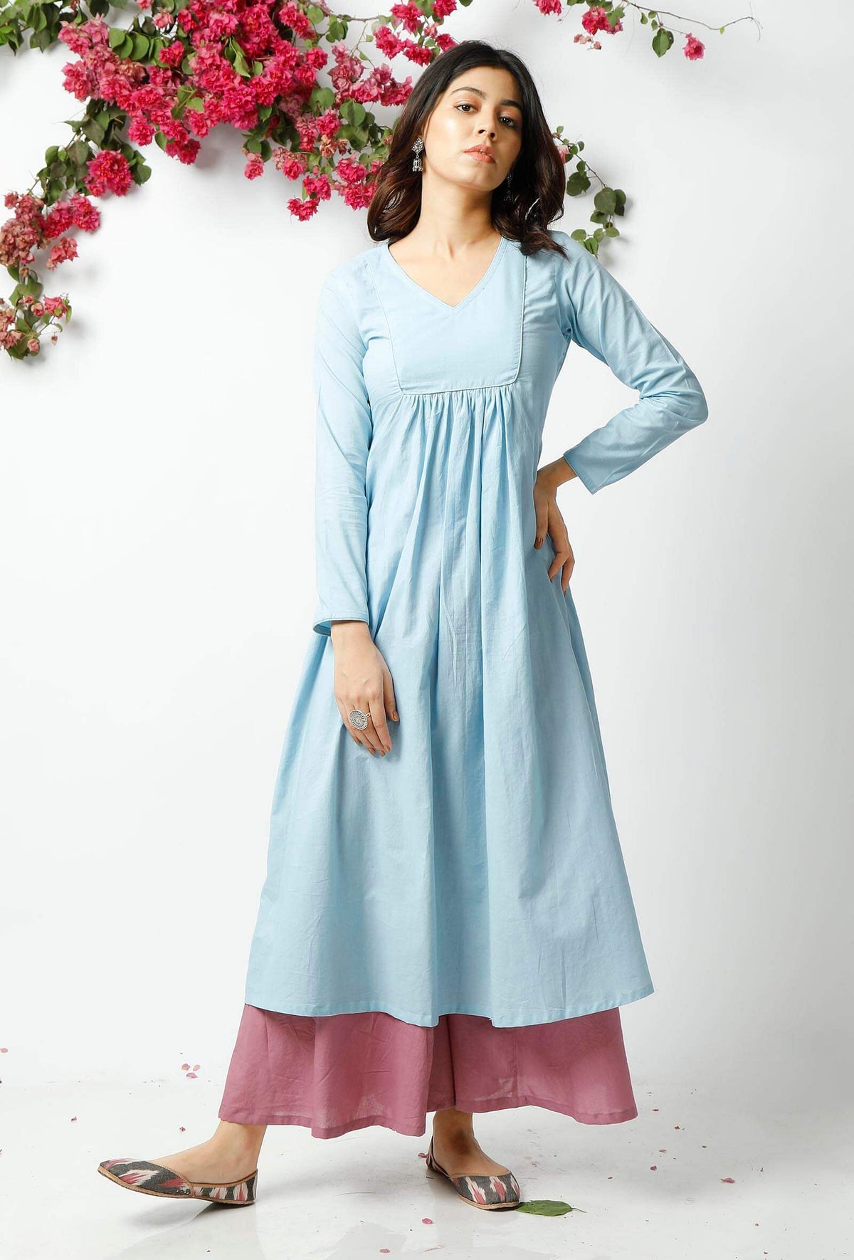 Baby Blue Cotton Kurta サイズ L