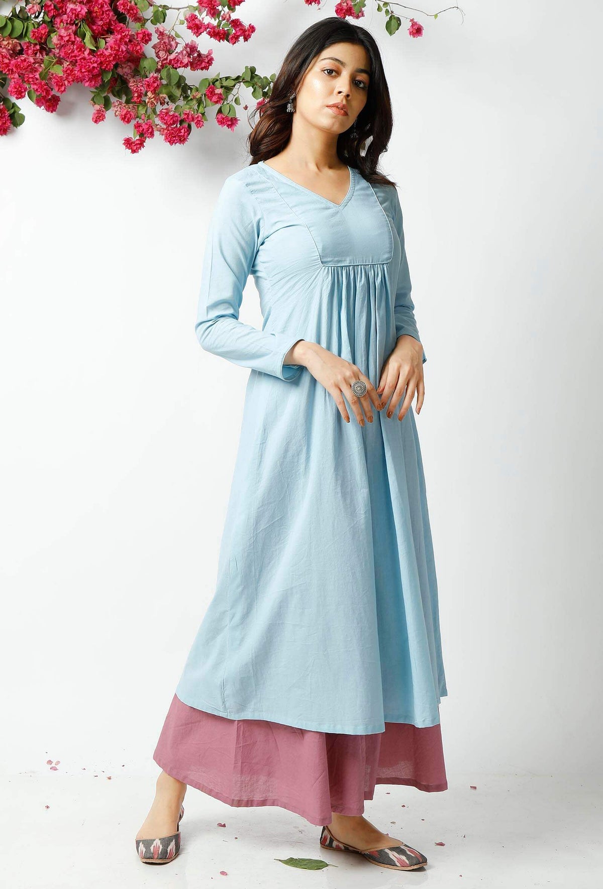 Baby Blue Cotton Kurta サイズ XXL