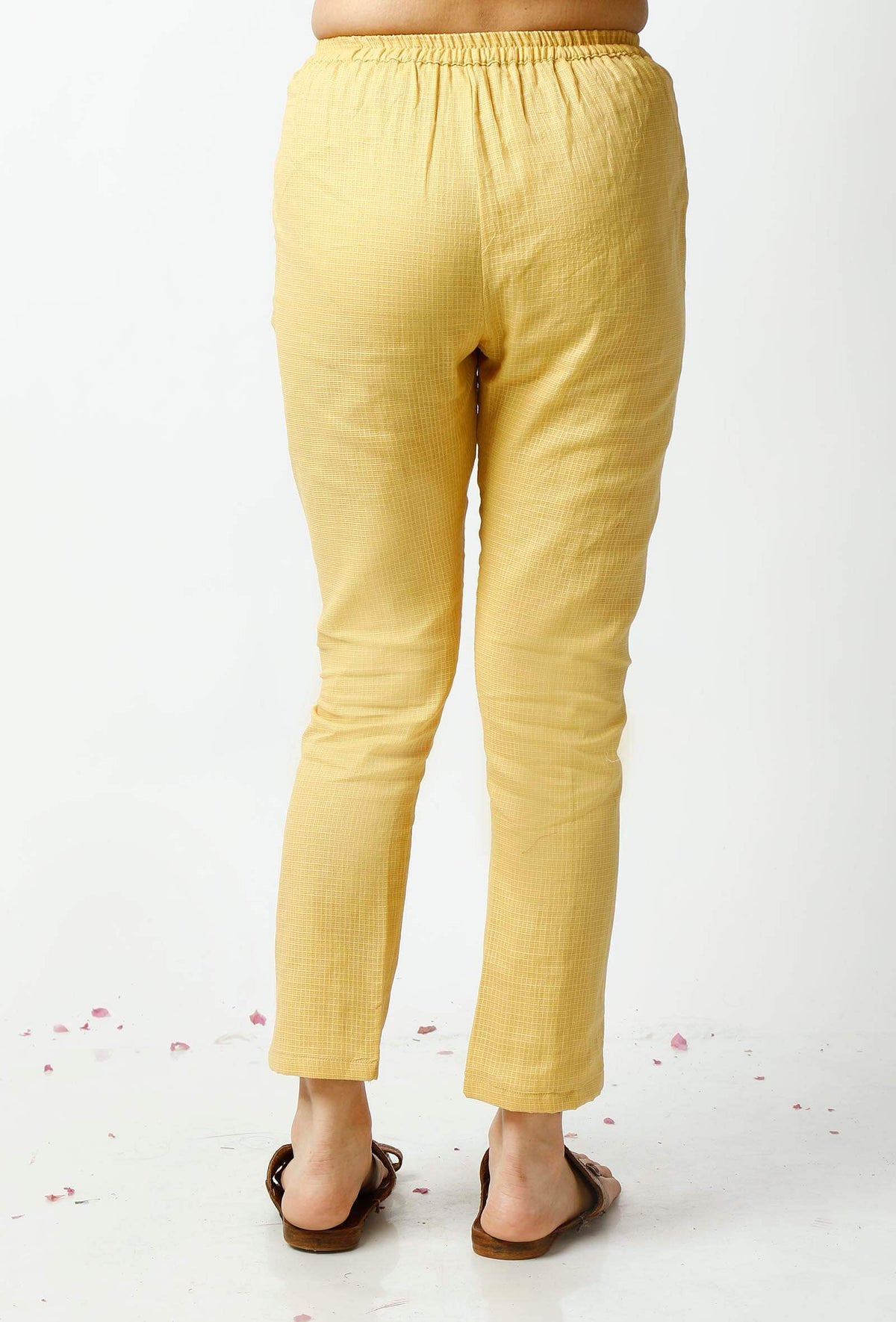 Yellow Kota Doria Cotton Pants サイズ XXXL